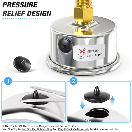 MEANLIN MEASURE 0~200Psi Dry Pressure Gauge Stainless Steel 1/4" NPT 2" FACE - Image 6