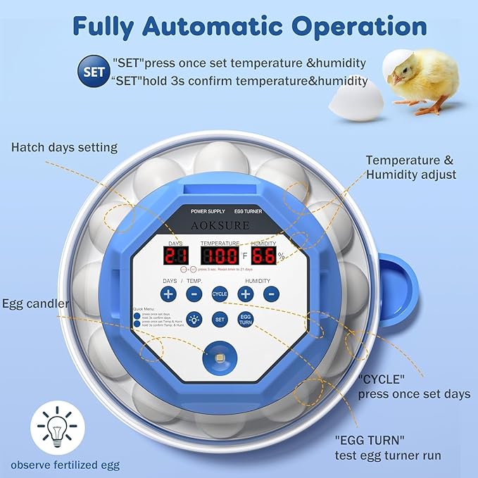 Incubator for Hatching Eggs12-24 Egg Capacity, Automatic Egg Turner, - Image 2