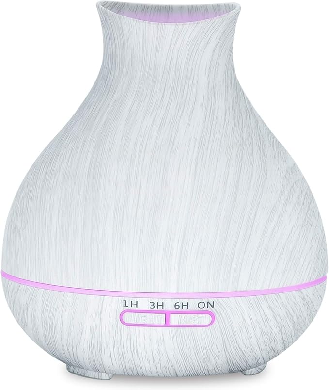 BZseed Aromatherapy Essential Oil Diffuser 550ml 12 Hours White Wood Grain by BZseed+Diffuser