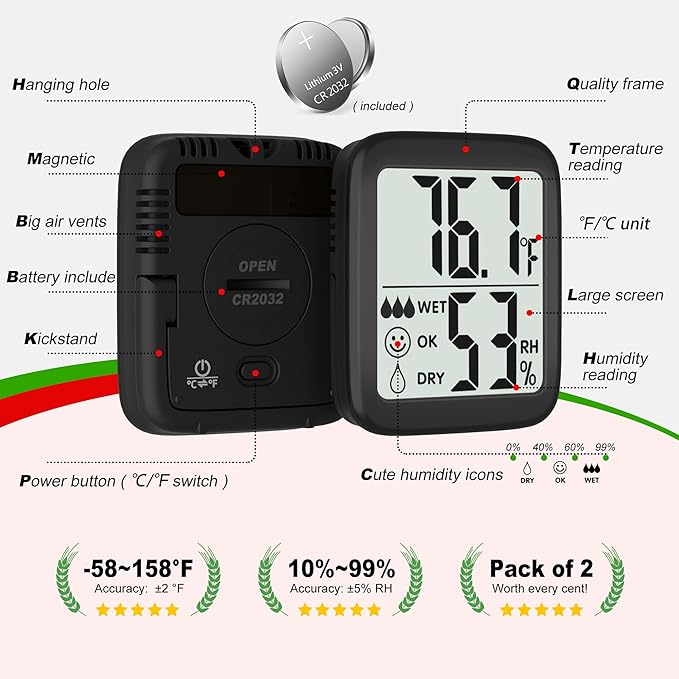 Antonki 2 Pack Room Thermometer - Image 6
