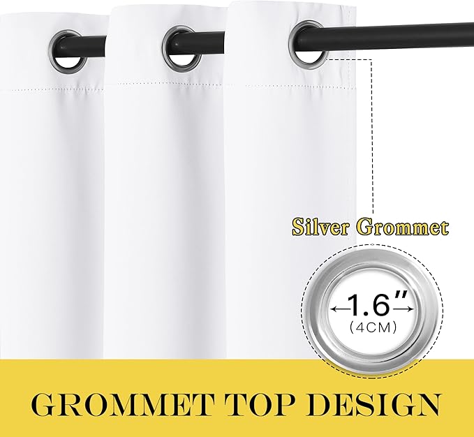 NICETOWN White Room Darkening Curtain 63 inches Long - Image 2