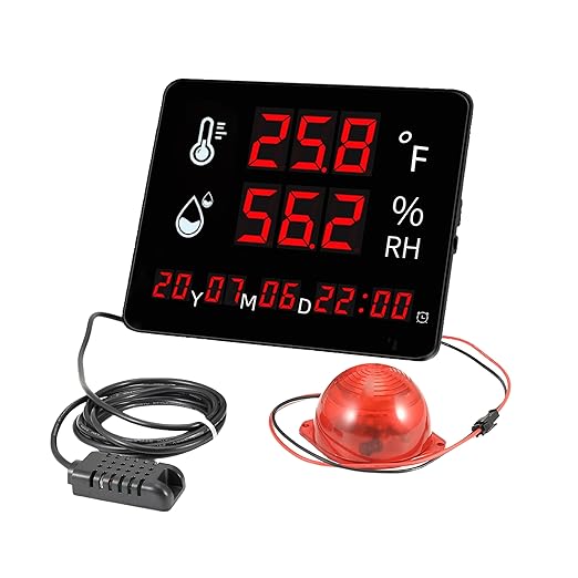 Large Display Thermometer Big Temperature Warning Light – Max Min to Monitor by Tokatuker