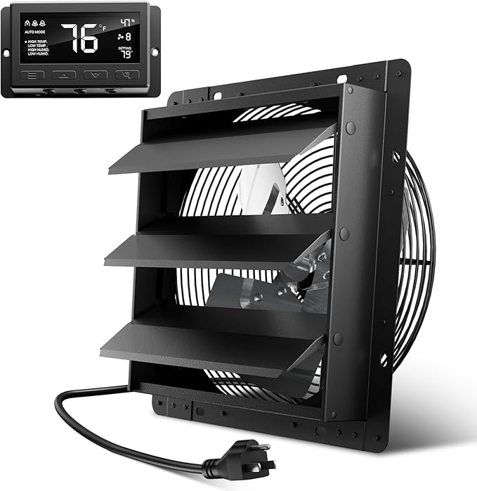 Hon&Guan Shutter Exhaust Fan, 12-Inch Wall Mount Attic Fan by HonGuan