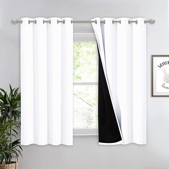 NICETOWN 100% Blackout Curtain 54 inches Long, Double-Deck Completely Blackout by NICETOWN