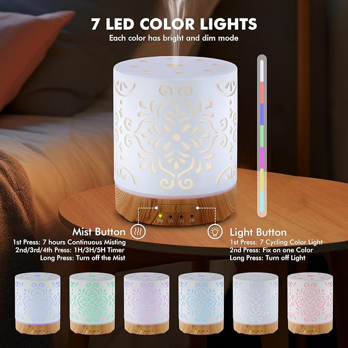 Essential Oil Diffuser for Home - 300ML Metal Aromatherapy Diffuser - Image 2