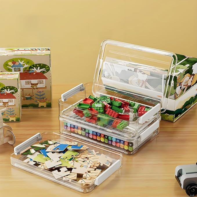 2 Pcs Plastic Portable Project Case, Scrapbooks, Art Supplies - Image 7