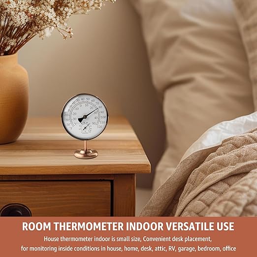 4-Inch Indoor Thermometer and Humidity Gauge, Room Analog Temperature and - Image 2