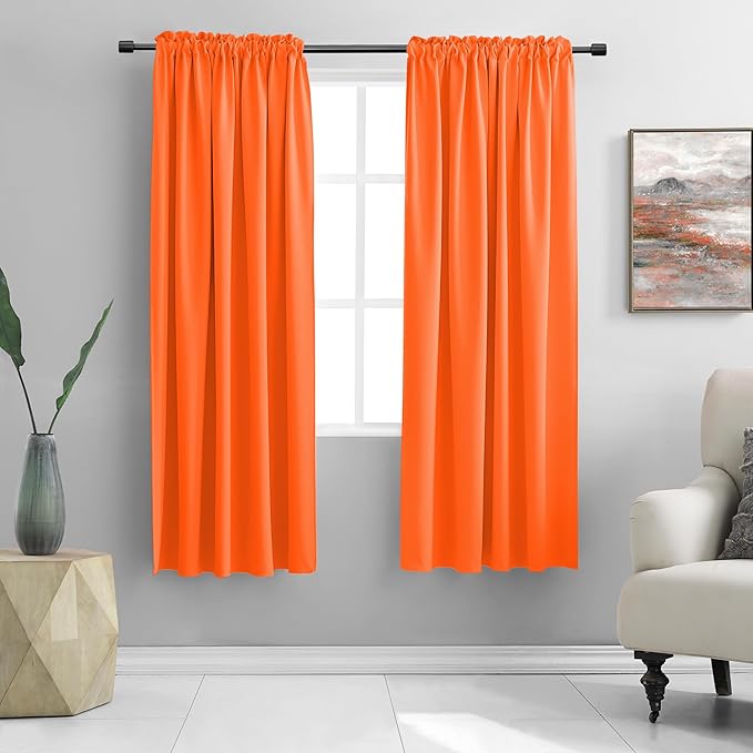 DONREN Bright Light Orange Room Darkenging Curtains by DONREN