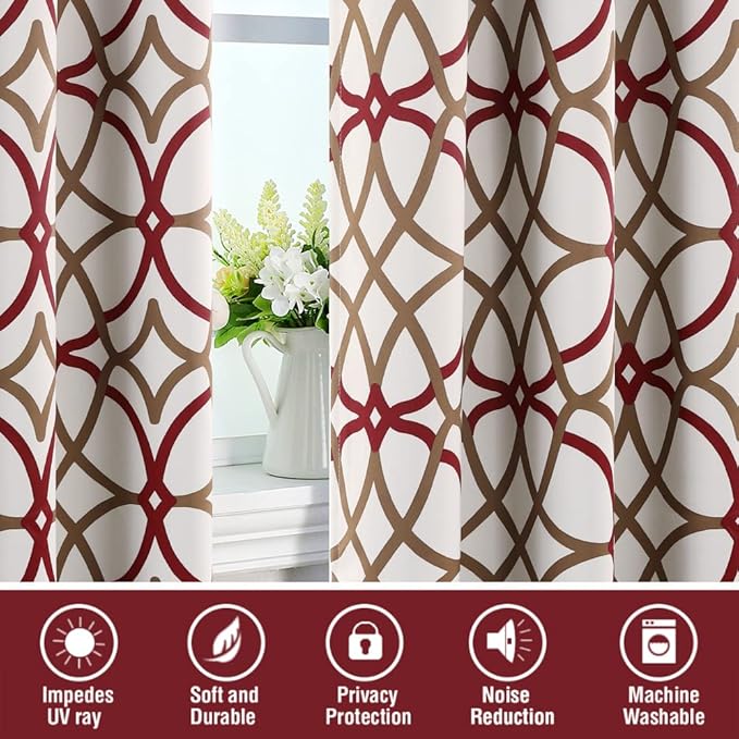 H.VERSAILTEX Blackout Curtains Printed Design 63 Inch Length 2 Panels Set - Image 6