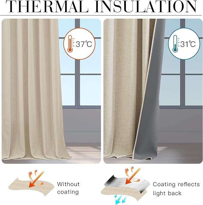 RYB HOME Warm Sand 100% Blackout Curtains - Image 5