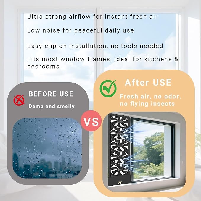 Vertical Window Exhaust Fan for Sliding Windows, Retractable Window Exhaust Fan - Image 4
