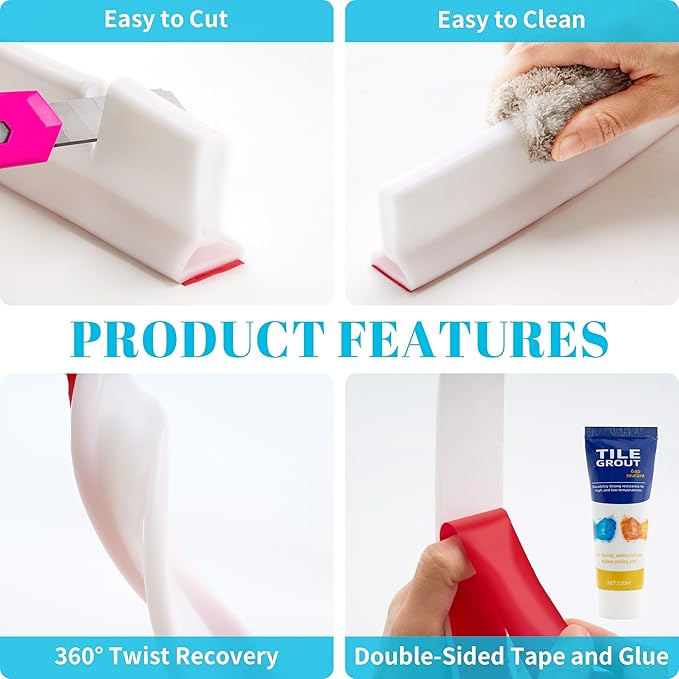 Bathtub Splash Guard, 79 Inch Soft Silicone Collapsible Shower Water Guard - Image 6