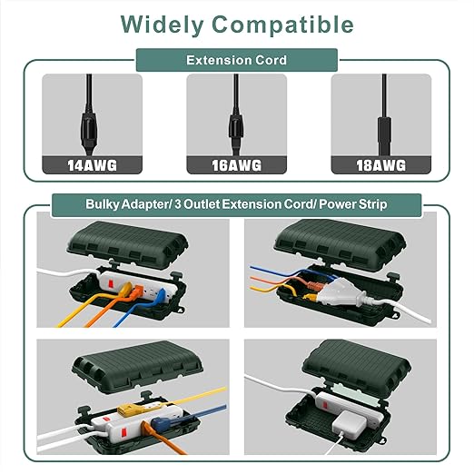 Outdoor Waterproof Electrical Box, Large Extension Cord Cover Plug Protector - Image 2
