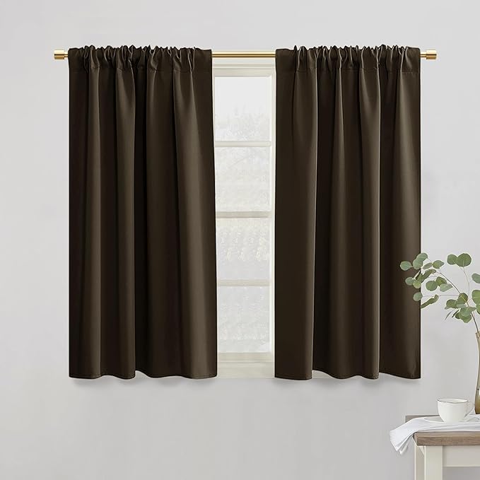 PANELSBURG Dark Brown Waterproof Window Curtains 42 Inch Length by PANELSBURG