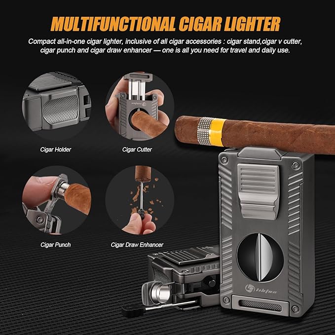 Cigar Humidor and Cigar Lighter Kit, Cedar Wood Cigar Case - Image 4