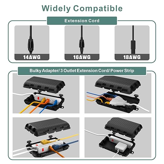 Outdoor Waterproof Electrical Box, 2 Pack Large Extension Cord Cover Protector - Image 3