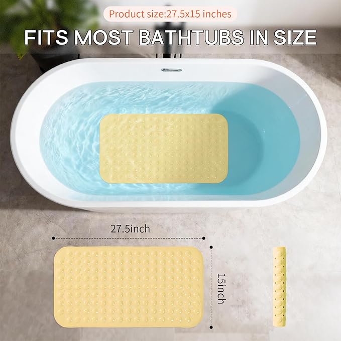 Anti-Slip Bathtub Shower mat, 27.5×14.5（Approximately 70×37cm） inch Soft - Image 3