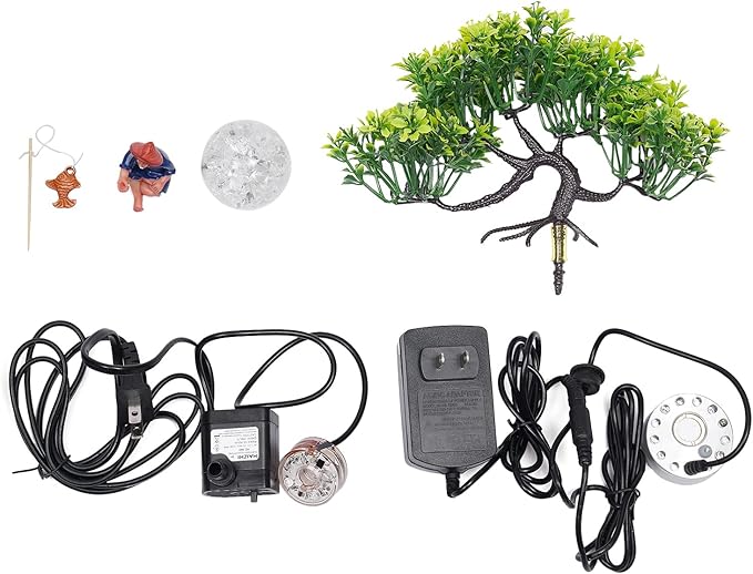 15" LED Desktop Fountain Waterfall Decor, Atomizing Desktop Humidifier w/LED - Image 7