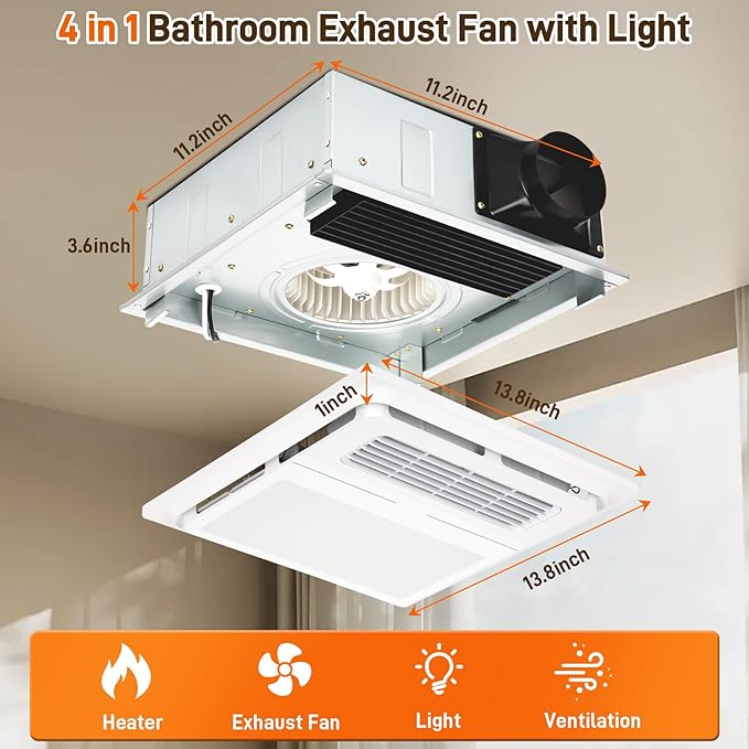 Exhaust Fan with Light and High-Efficiency Heater | Advanced 4-in-1 Bathroom - Image 2