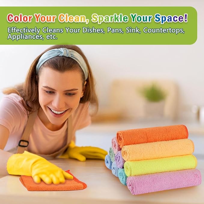 AIDEA Microfiber Cleaning Cloth, Lint-Free Vibrant Cleaning Rags, Microfiber - Image 4