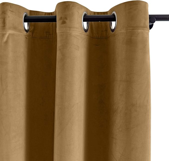 ChadMade Blackout Lined Premium Velvet Curtain Sable 50Wx108L Inch, Eyelet - Image 2