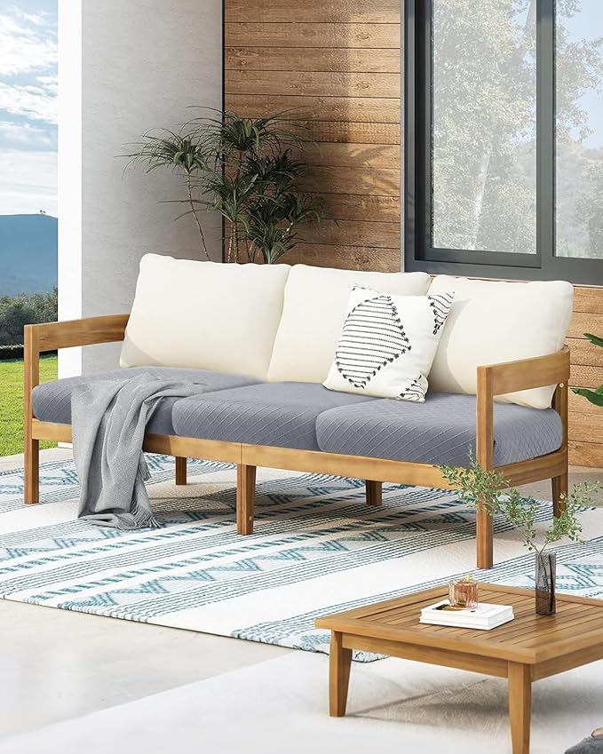 Fuloon Waterproof Seat Cushion Covers 3 PCS, Stretch Sofa Cushion Slipcovers - Image 2
