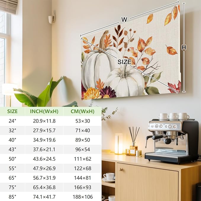 Thanksgiving Pumpkin Fall Orange Maple Leaf Watercolor Indoor TV Cover - Image 4