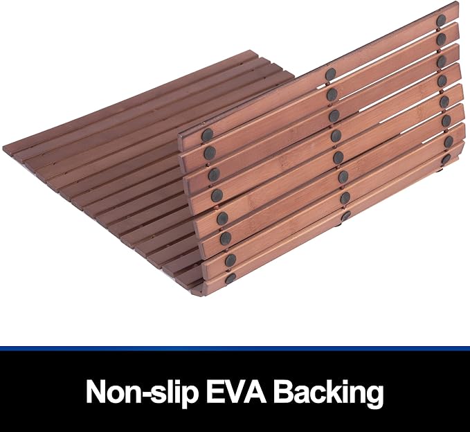 Bath Mat Bathroom Rugs Floor Wood Shower Bathtub Waterproof Non Slip Walnut - Image 2