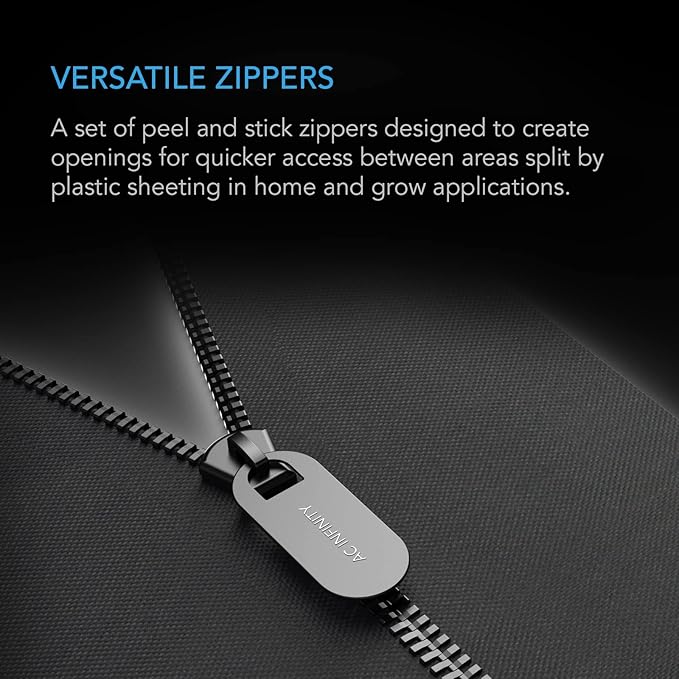 AC Infinity Peel and Stick Zipper 1-Pack, 7 ft. x 3 in. Heavy Duty Dust Barrier - Image 2