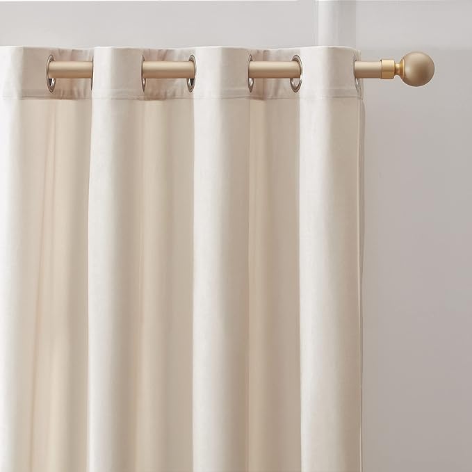 BULBUL Ivory Cream Velvet Curtains 96 inches:Luxury Elegant Living Room - Image 2