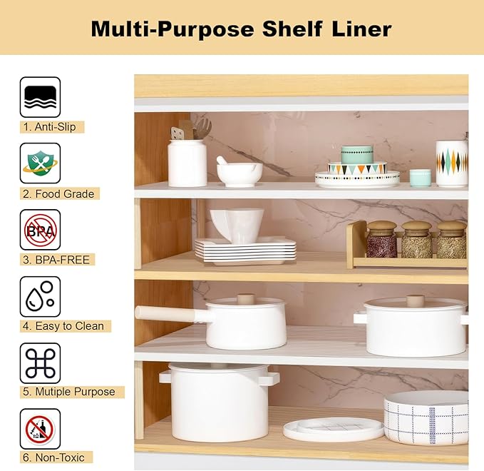 2 Rolls Thickened Shelf Liner, 16 in x 20 FEET Non-Slip Cabinet Liner, Washable - Image 2