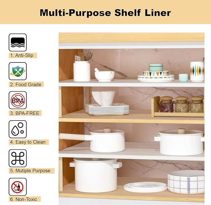 2 Rolls Shelf Liner, 14 Inches x 20 FEET Non-Slip Kitchen Cabinet Liner - Image 2