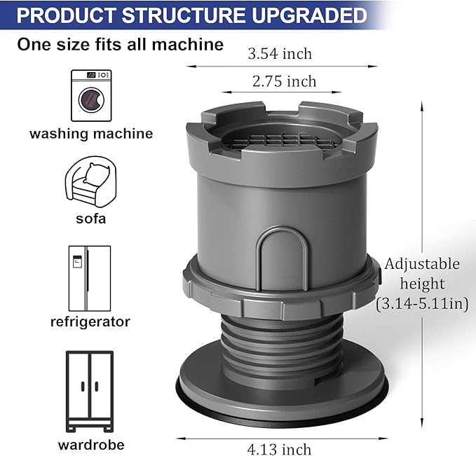 4Pcs Anti Vibration Pads for Washing Machine, Adjustable Height Stops Washer - Image 2