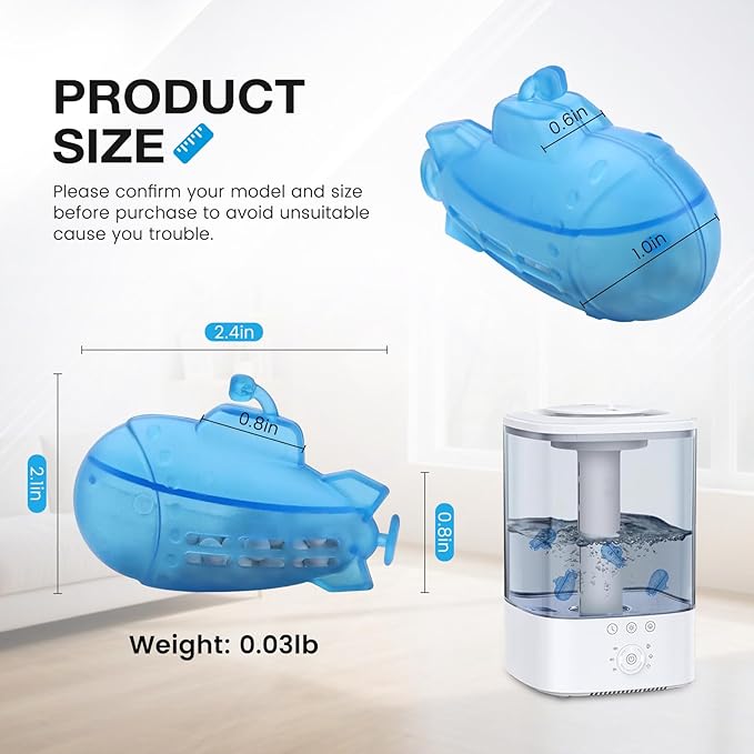 puxyblue  Upgraded 6-Pack Humidifier Tank Cleaner Blue Small Submarine - Image 5