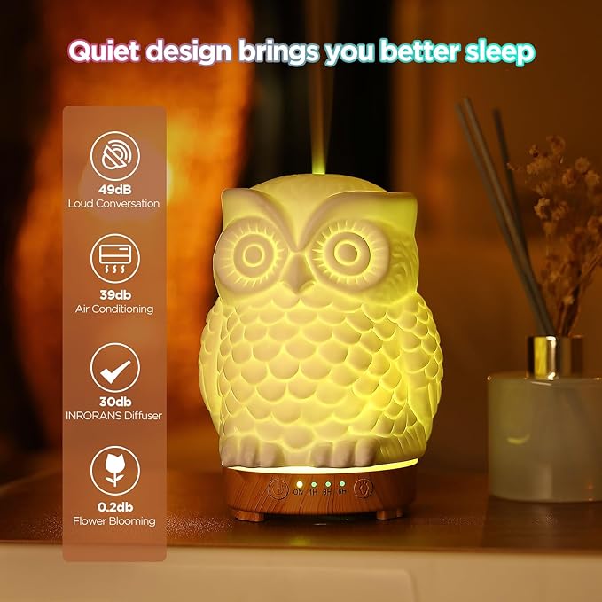 Owl Ceramic Aromatherapy Diffuser INRORANS 160ml Stone ultrasonic Cool Mist - Image 4