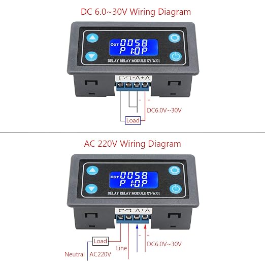 DROK Time Delay Relay 2pcs, DC 6-30V Timer Relay 12V 24V 0.01s-9999min 50mA - Image 3