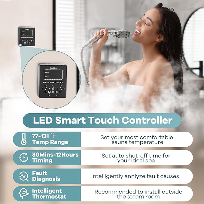 9KW Commercial Self-Draining Steam Generator Shower System Home Steam Bath Spa - Image 4