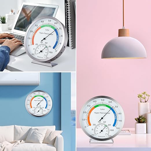 Hygro-Thermometer Stainless Steel 5 Inch Colorful Dial Indoor Outdoor - Image 7