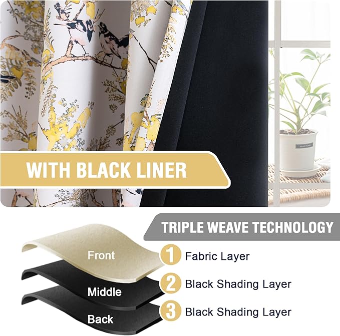 H.VERSAILTEX Floral 100% Blackout Curtains 84 inch Length 2 Panels Vintage - Image 4