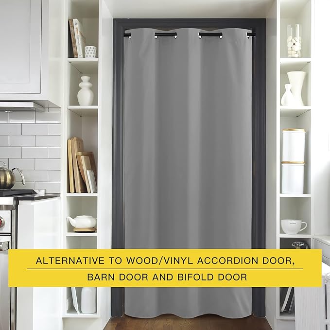 NICETOWN Silver Grey Doorway Curtain Privacy, Door Cover Curtain, Sound - Image 4