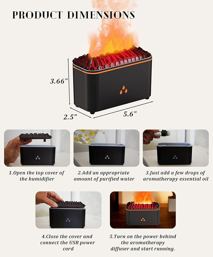 Essential Oil Diffuser, Flame Air Aromatherapy Diffuser, 7 Color Changing Light - Image 6