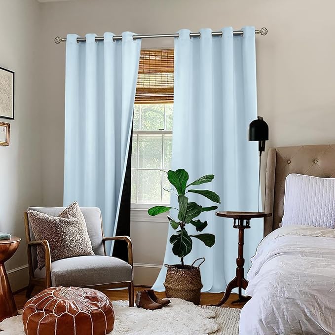 BGment Baby Blue 100% Blackout Curtains - Image 2