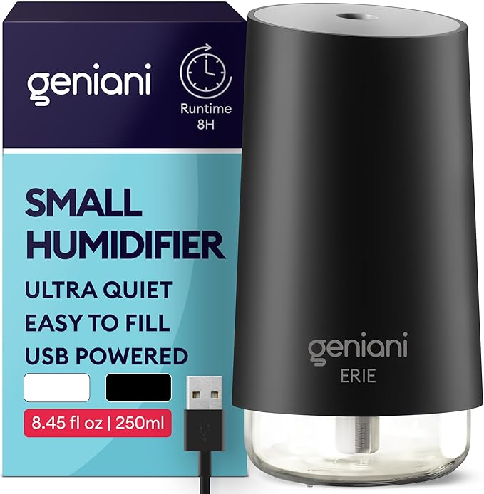 GENIANI Portable Small Cool Mist Humidifier – USB Powered, Compact Desktop by GENIANI