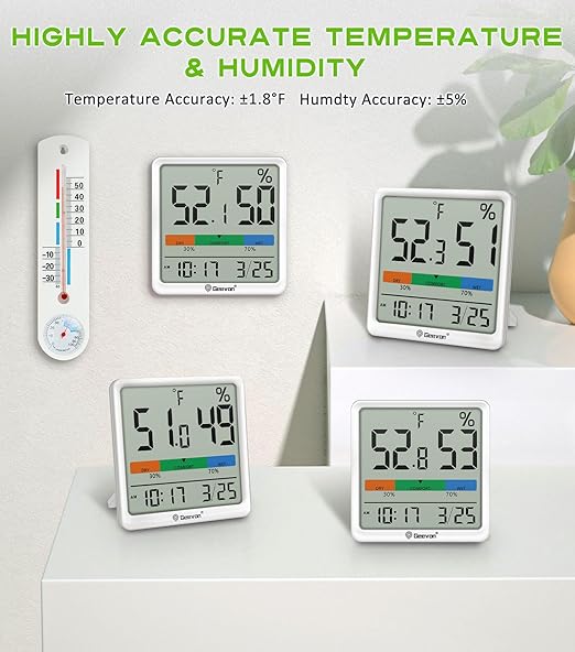 Geevon Digital Indoor Thermometer Hygrometer, Wireless Temperature Humidity - Image 3