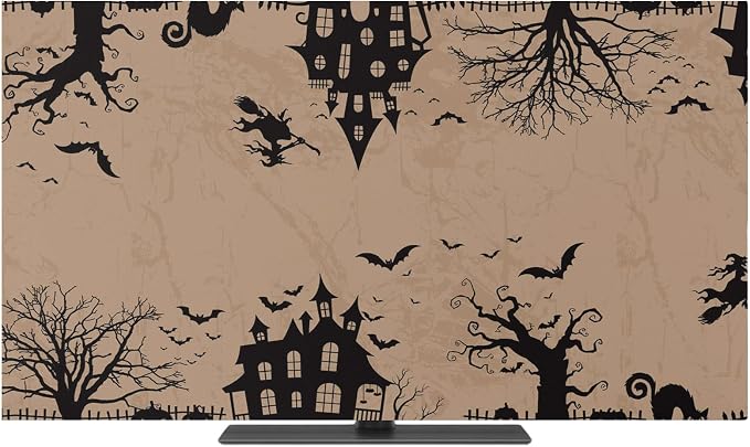 Halloween Flying Witch Indoor TV Cover, Elastic TV Screen Protector Vintage - Image 2