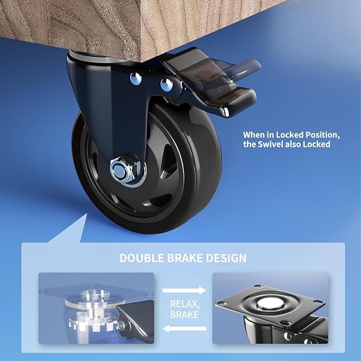 4 Inch Caster Wheels Heavy Duty 2200Lbs, Casters Set of 4 - Image 5
