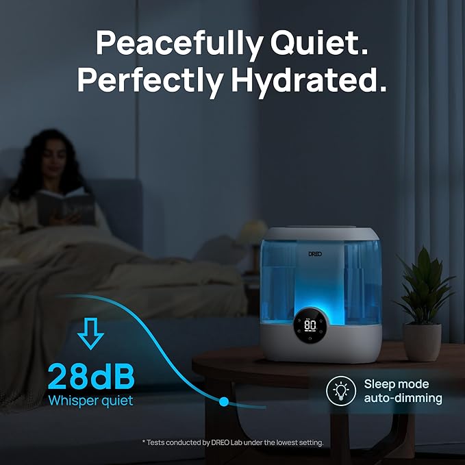 DREO 6L Top Fill Humidifiers for Bedroom, 60H Runtime 28 dB Quiet Supersized - Image 4
