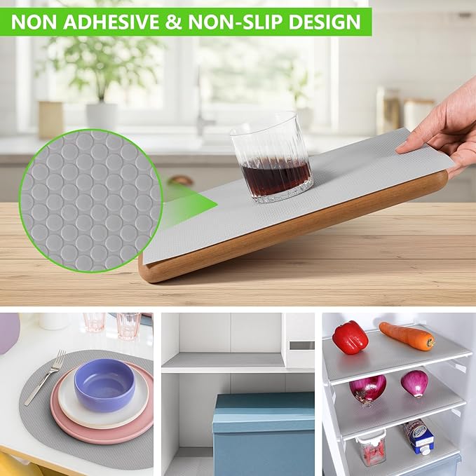 Light Gray Shelf Liners for Kitchen Cabinets Non Adhesive Drawer Liner for - Image 9