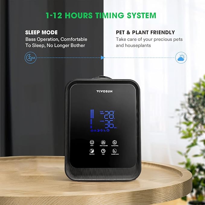 VIVOSUN 4.5L 2-in-1 Cool & Warm Mist Ultrasonic Humidifier - Image 4