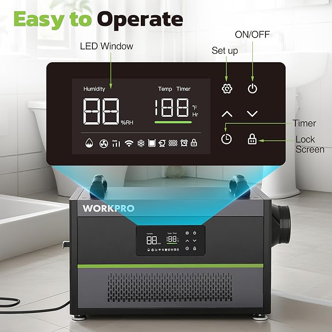 WORKPRO Crawl Space Dehumidifier, 145 Pint Commercial Dehumidifier - Image 5